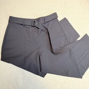 Banana Republic Pintuck Ponte Black Pleated Belted Dress Pants Trousers 6P